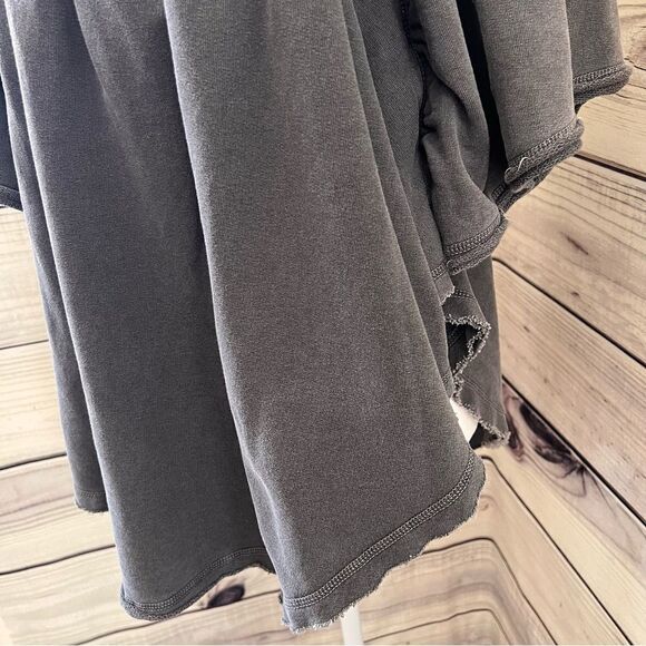 Free People Grey Oversized Off Shoulder Raw Edge Sweatshirt Top - Picture 10 of 14